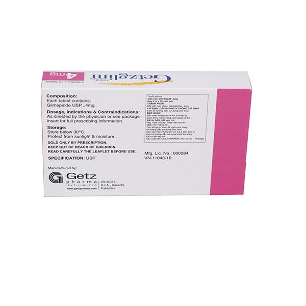 Getzglim 4mg (Glimepirid) Getz (H/20v)