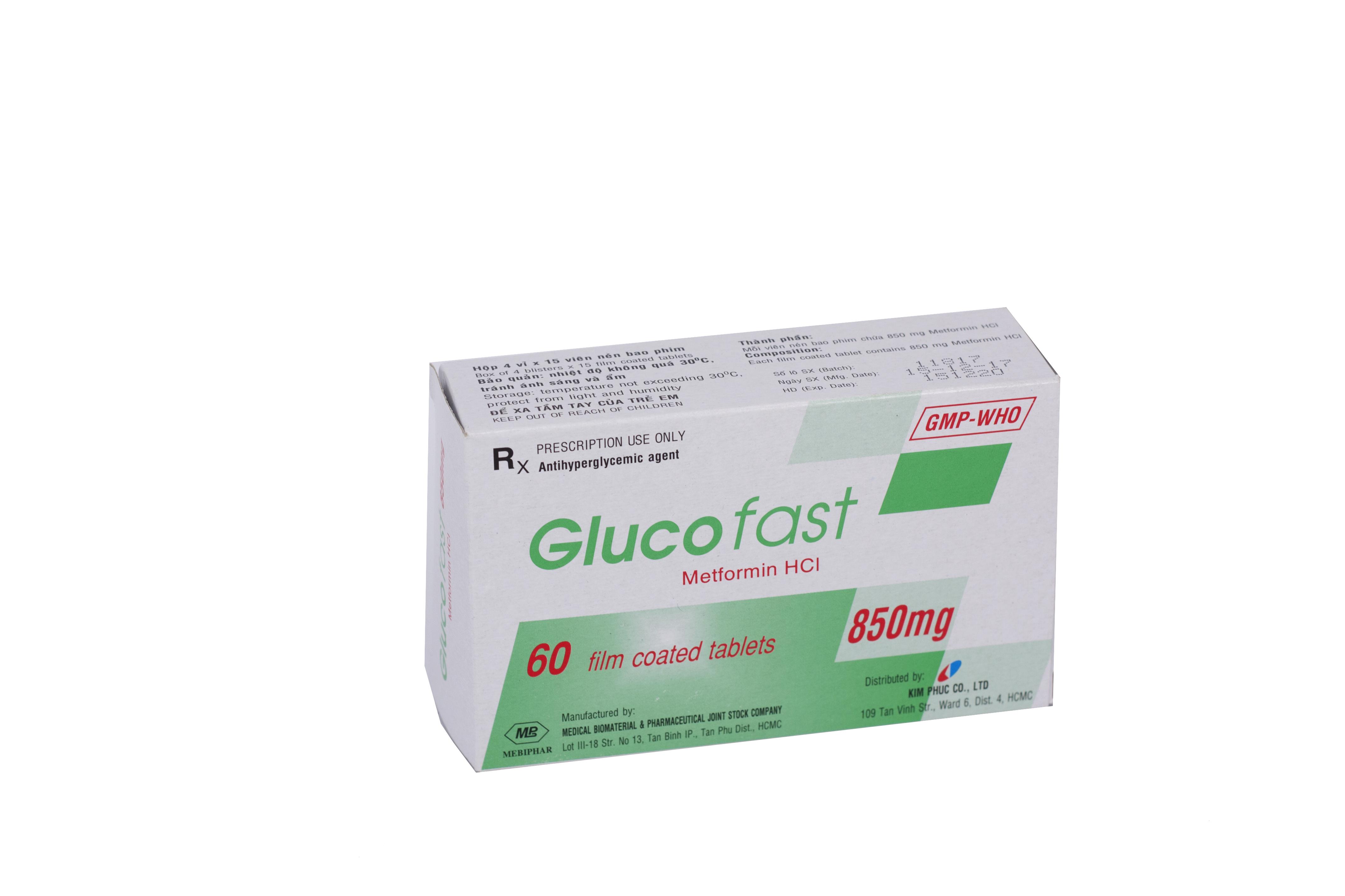 Glucofast 850mg (Metformin) Mebiphar (H/60v)