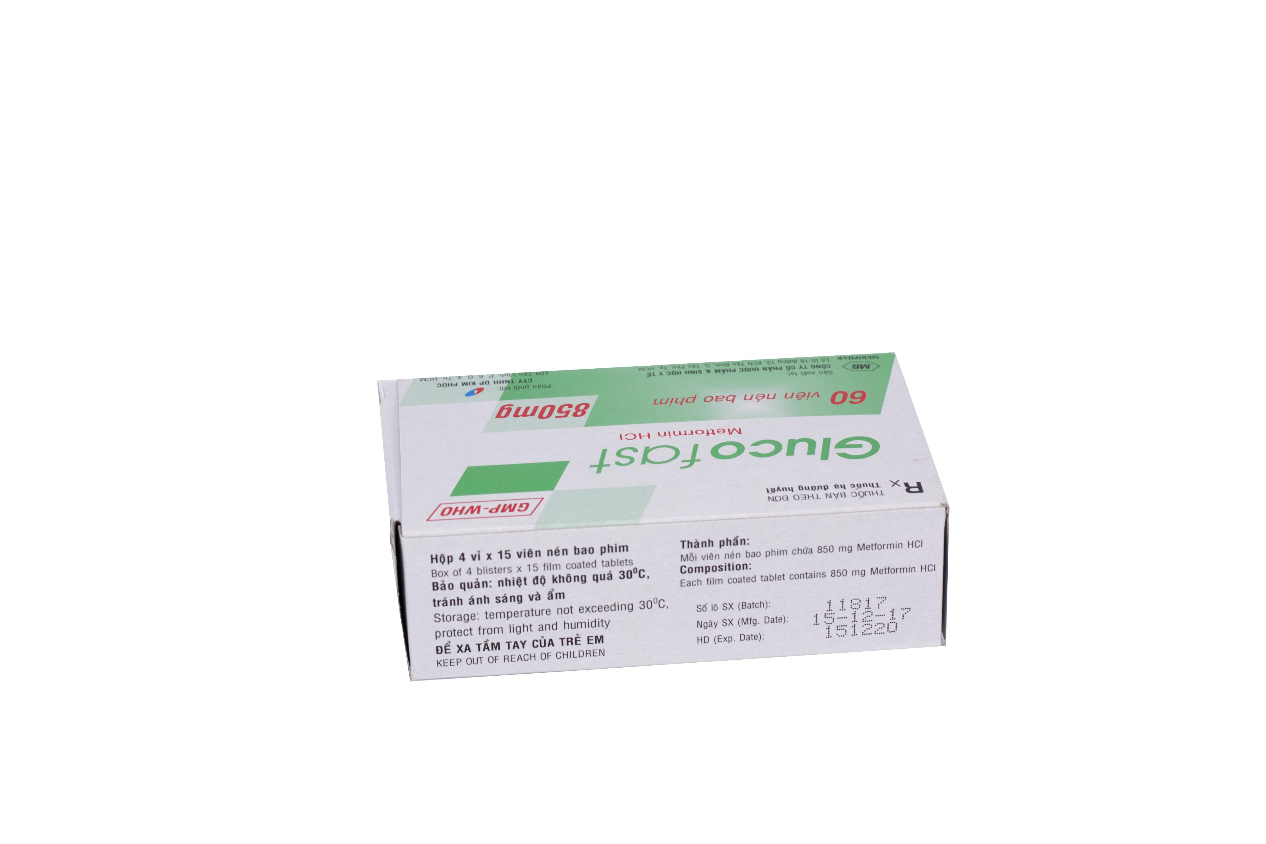 Glucofast 850mg (Metformin) Mebiphar (H/60v)