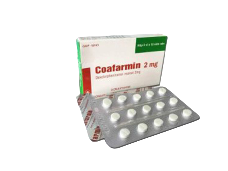 Coafarmin 2mg (Dexclorpheniramin) Donaipharm (Lốc/10h/30v)