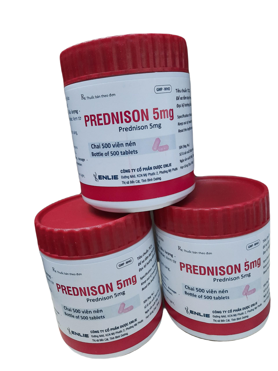 Prednisolon 5mg Enlie (C/500v) (Nắp Hồng)