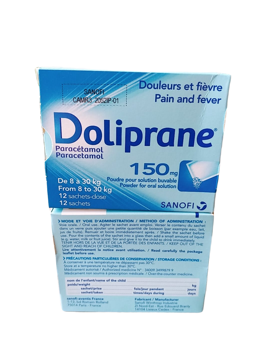 HẠ SỐT Doliprane 150mg (Paracetamol) Sanofi (H/12g)