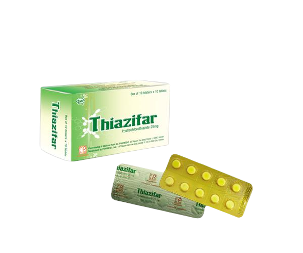 Thiazifar (Hydroclorothiazid) 25mg Pharmedic (Lốc/5h/100v)