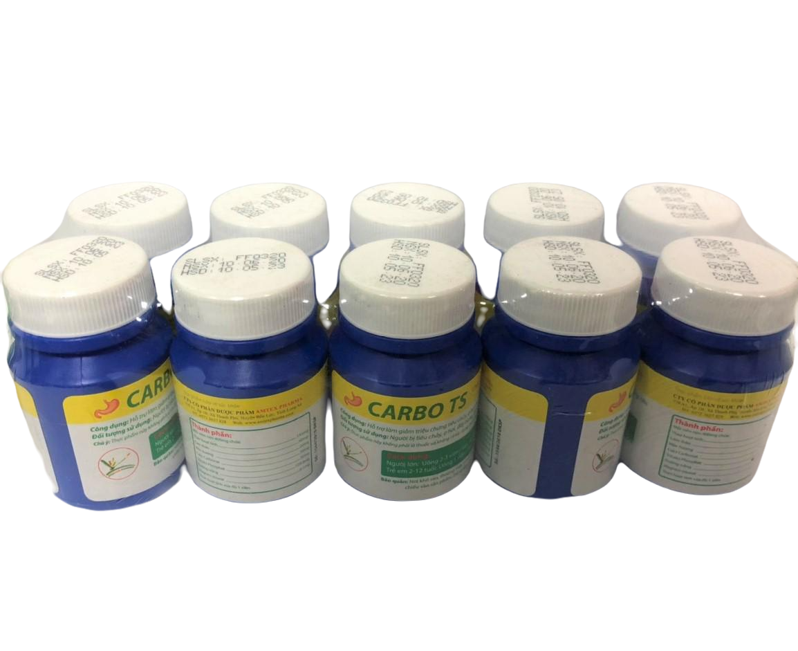 Carbo Ts (Than Hoạt Tính, Cam Thảo, Mộc Hương, Calci Carbonat) Amtex (Lốc/10c/100v)