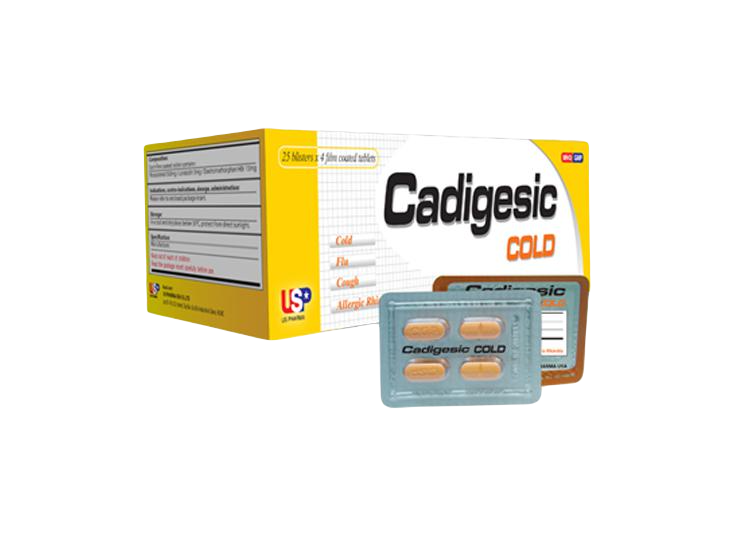 Cadigesic Cold (Paracetamol, Loratadin, Dextromethorphan) DPQT USA (H/100v)