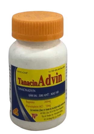 Tanacinadvin (Ibuprofen, Phenylephrin HCl) Thành Nam (C/100v)