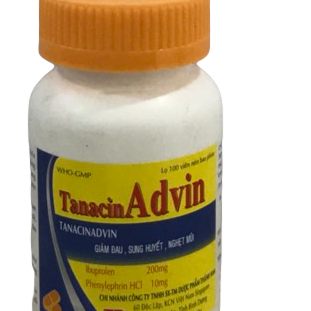 Tanacinadvin (Ibuprofen, Phenylephrin HCl) Thành Nam (C/100v)