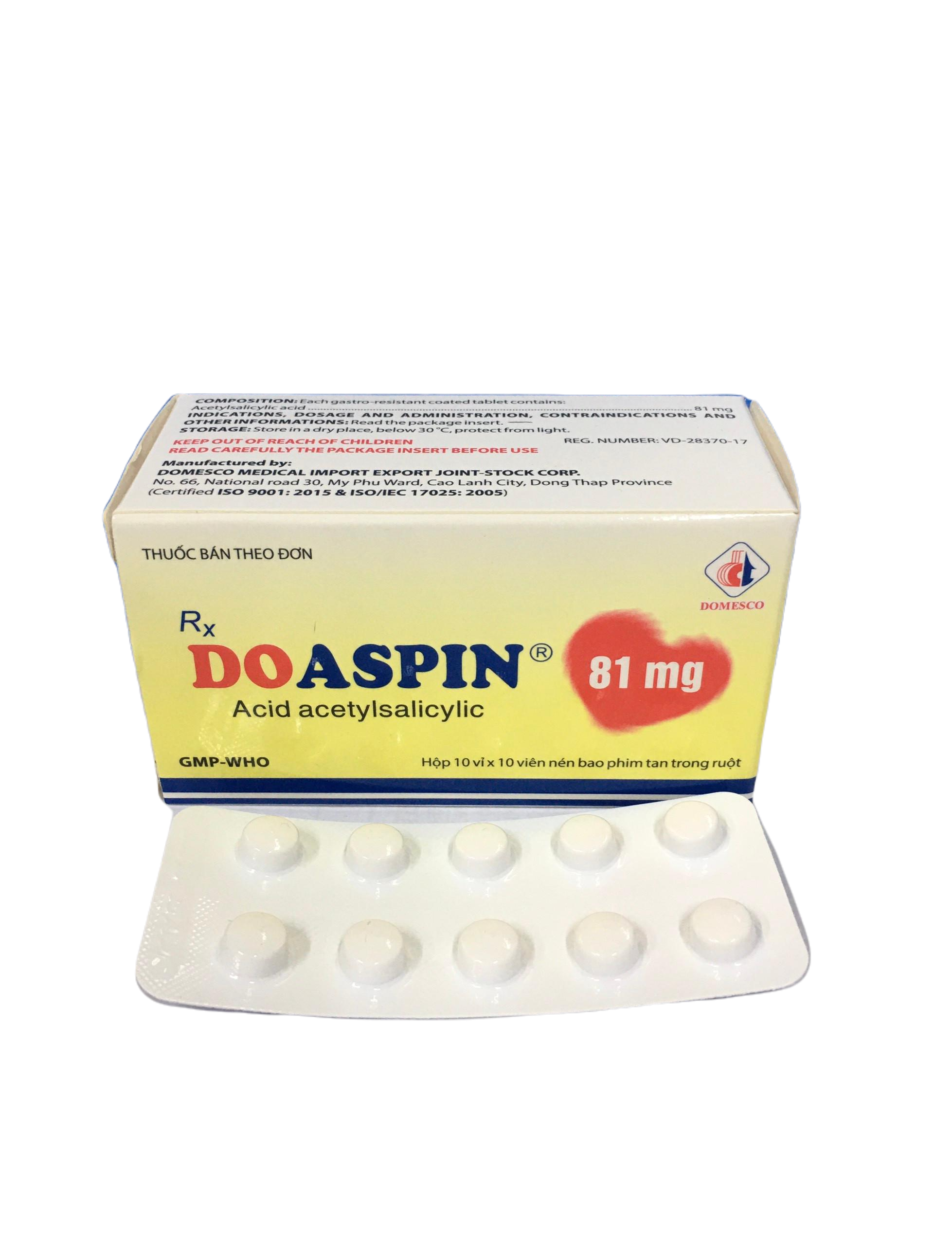 Doaspin 81mg (Aspirin) Domesco (H/100v)