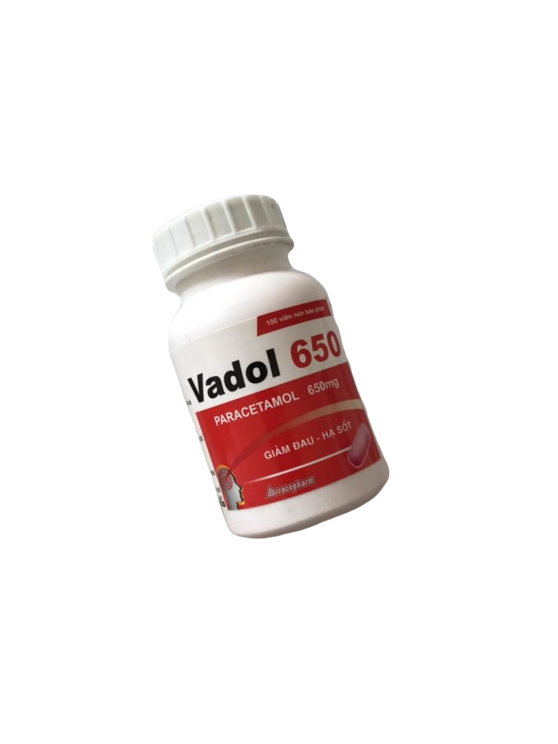 Vadol 650 (Paracetamol) Vacopharm (C/100v) (Nén) (Đỏ)