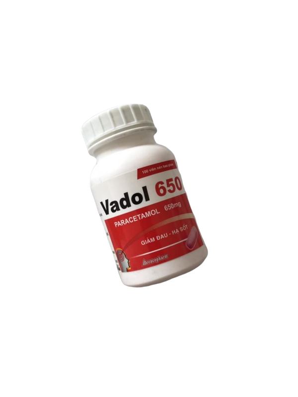 Vadol 650 (Paracetamol) Vacopharm (C/100v) (Nén) (Đỏ)
