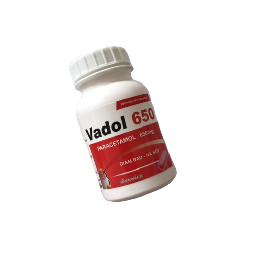 Vadol 650 (Paracetamol) Vacopharm (C/100v) (Nén) (Đỏ)