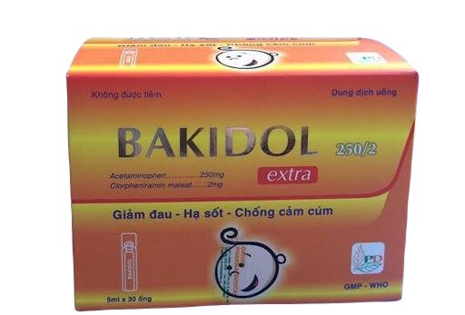Bakidol Extra 250/2 (Paracetamol, Clorpheniramin Maleat) Phương Đông (H/30ống)