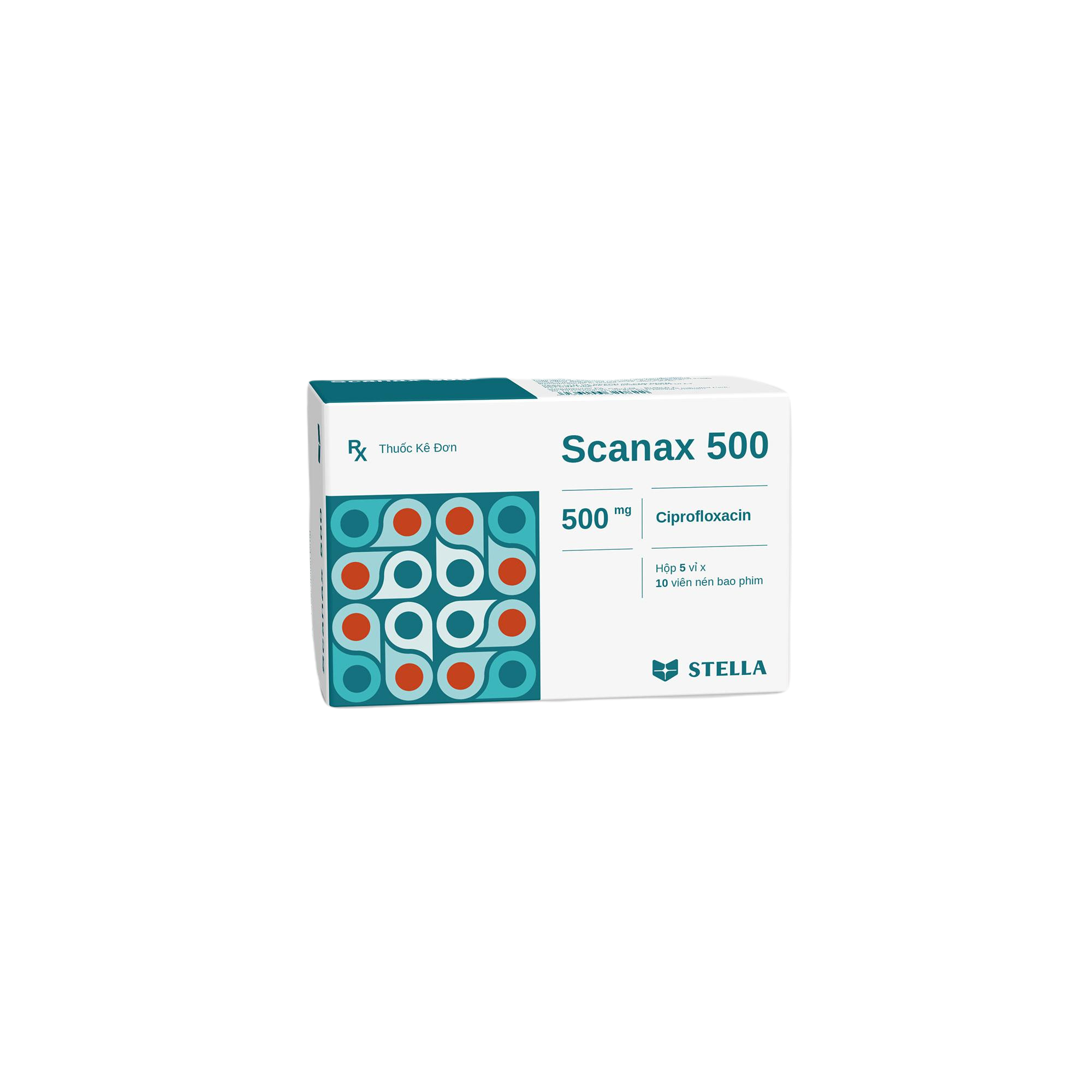 Scanax 500 (Ciprofloxacin) Stella (H/50v) (Vỉ Thường)