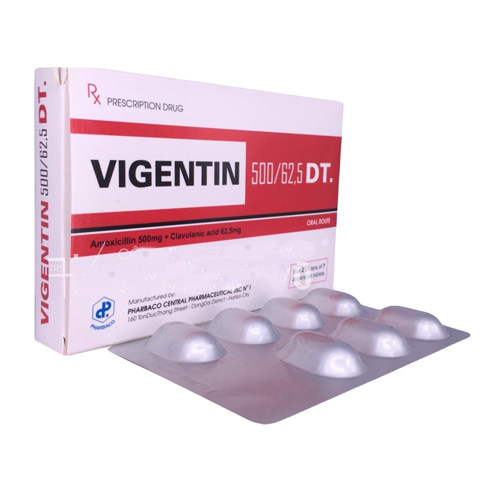 Vigentin 500mg/62,5mg (Amoxicillin, Acid Clavulanic) Pharbaco (H/14v)