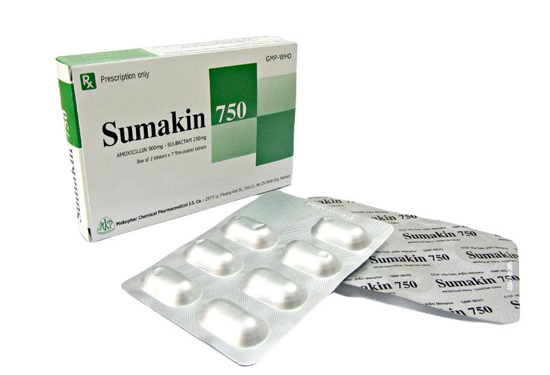 Sumakin 750 (Amoxicillin, Sulbactam) Mekophar (H/14v)