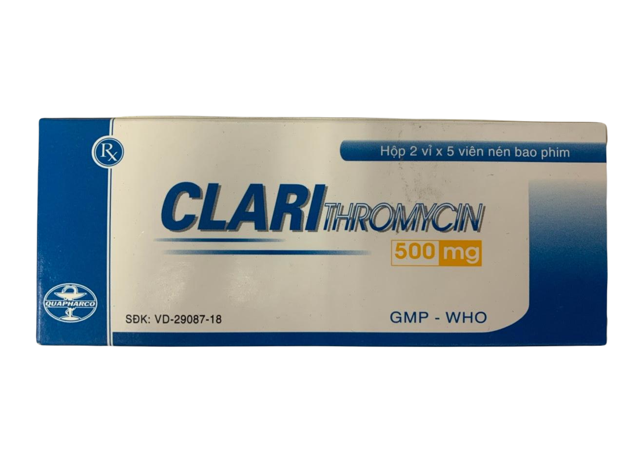 Clarithromycin 500mg Quapharco (H/10v)