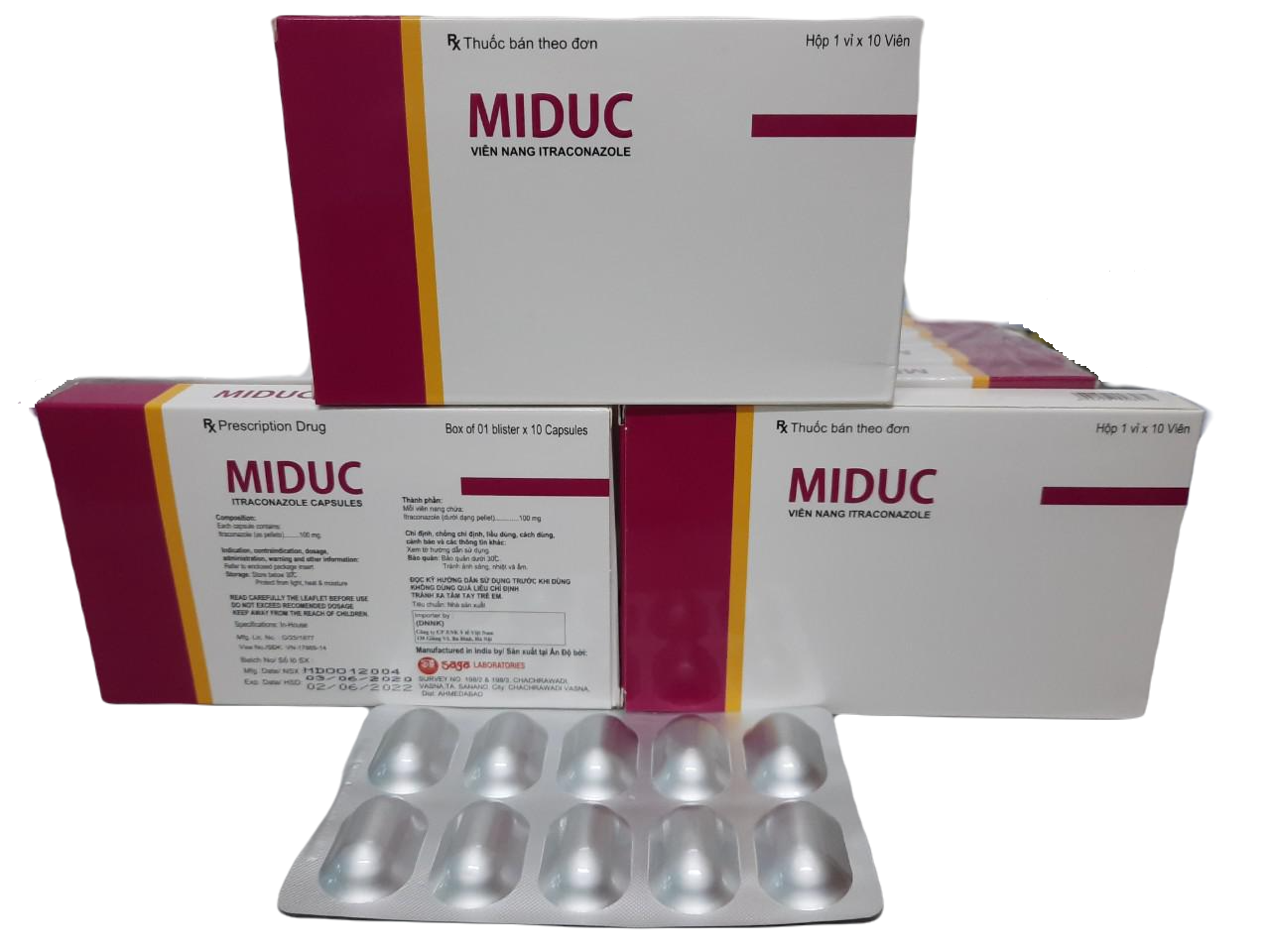 Miduc (Itraconazole) 100mg Saga (H/10v)