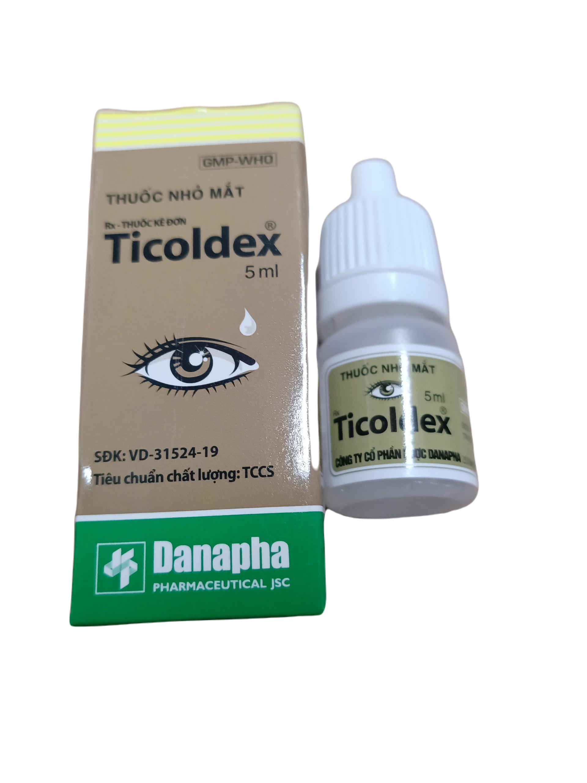 Ticoldex (Cloramphenicol, Dexamethason) Danapha (Lốc/10c/5ml) Nhỏ Mắt