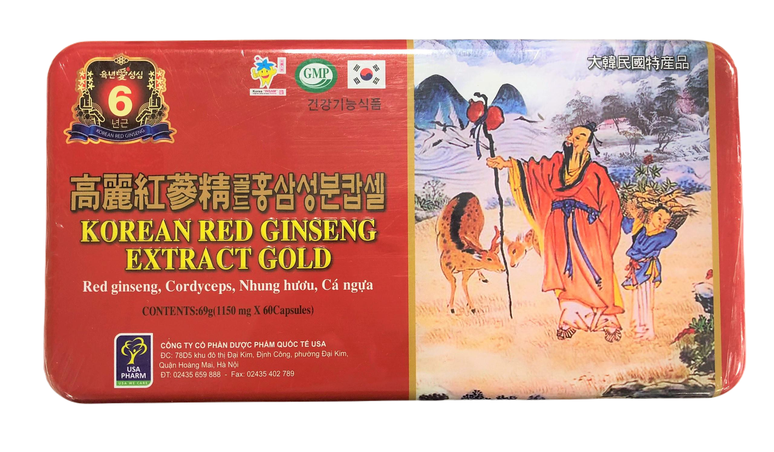 Korean Red Ginseng Extract Gold USA (H/60v) (Đỏ)