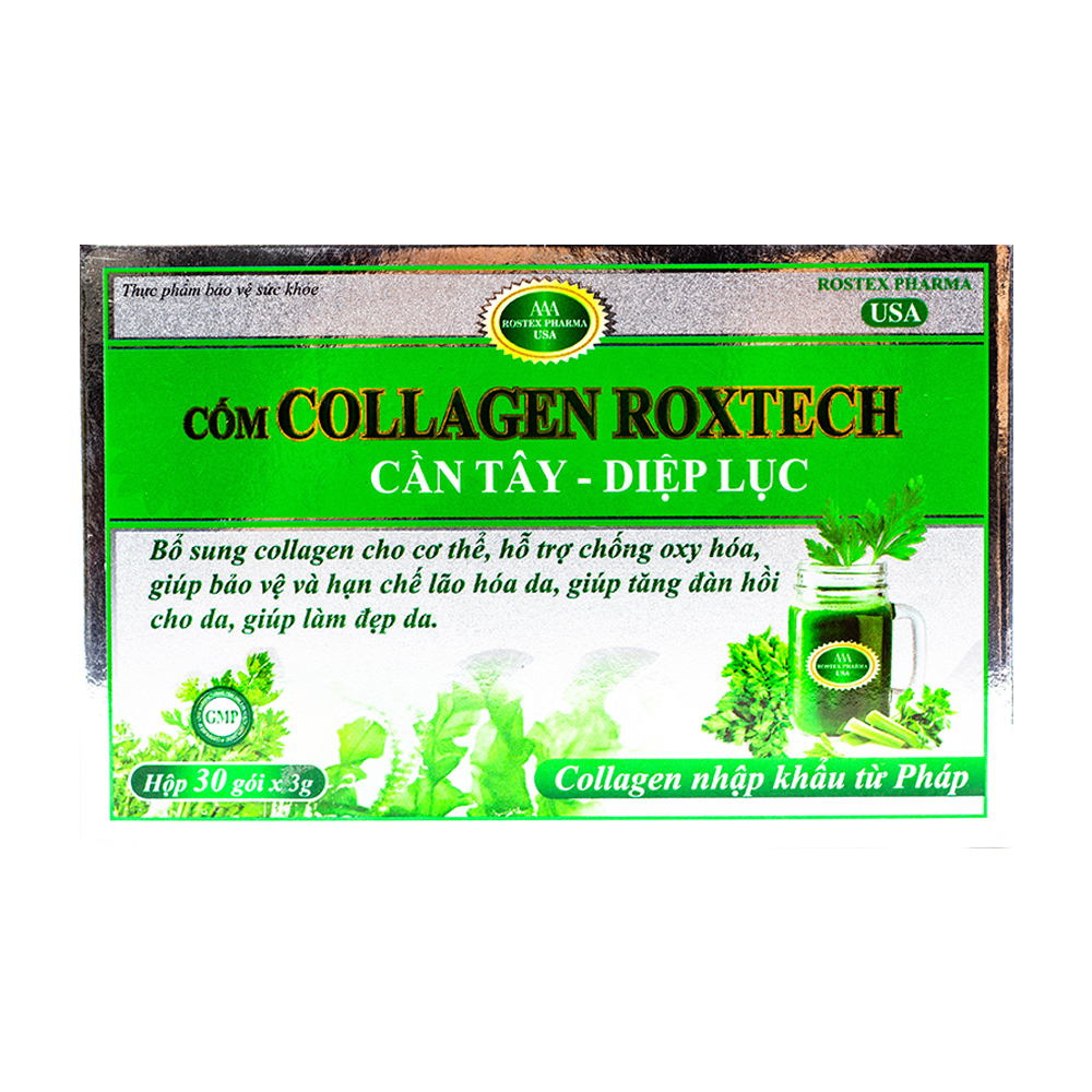 Cốm Collagen Roxtech Cần Tây-Diệp Lục Rostex (H/30g/3gr)