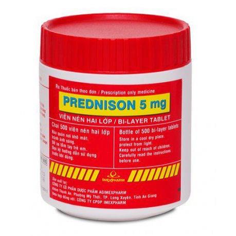 Prednison 5mg Imexpharm (C/500v)(Hai Lớp)