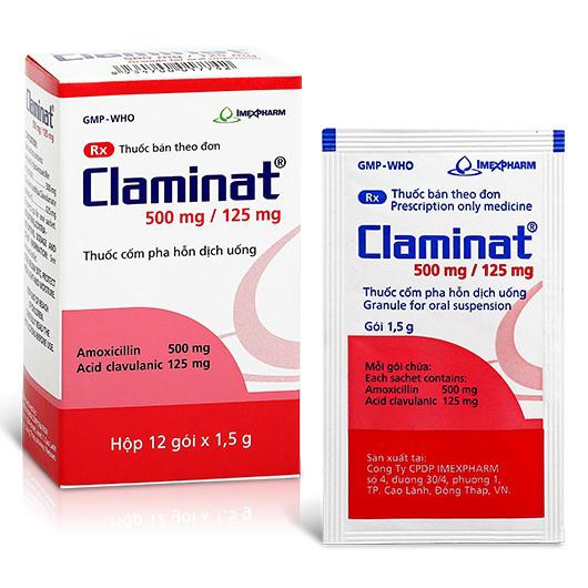 Claminat 500/125mg (Amoxicilline, Acid Clavulanic) Imexpharm (H/12g)