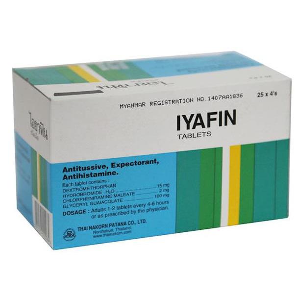 Iyafin (Clorpheniramin, Dextromethorphan, Glyceryl Guaiacolat) Thai Nakorn (H/100v)