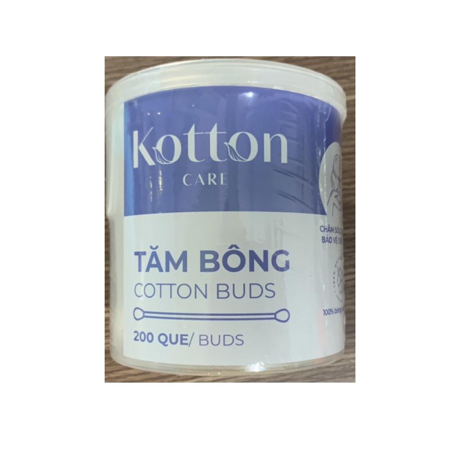 Tăm Bông Cotton Buds Bạch Tuyết (Hũ Tròn/200 Que)