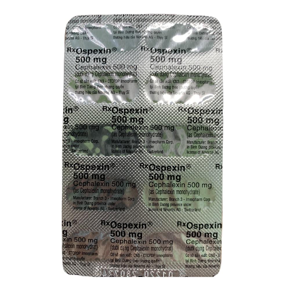 Ospexin (Cefalexin) 500mg Sandoz Novartis Vỉ (V/10v)