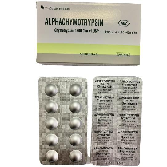 Alphachymotrypsin 4200 Usp Mebiphar (Lốc/10h/20v) (Vỉ Nhôm)