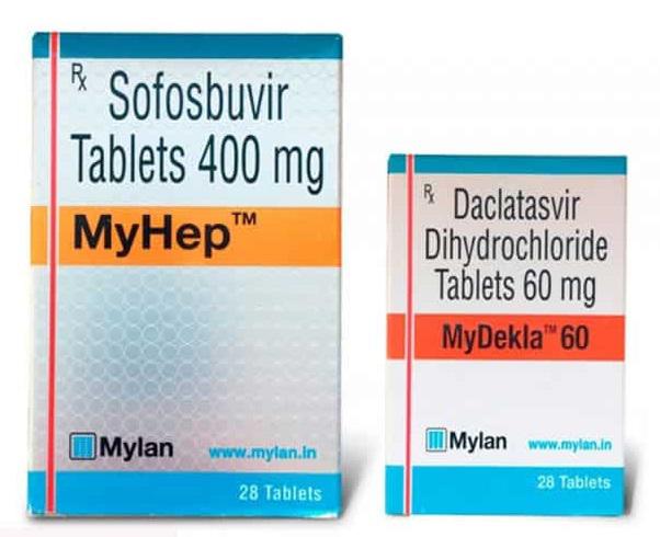 Myhep + Mydekla 60 mg (Sofosbuvir và Daclatasvir) Mylan (cặp 2 lọ) Ấn Độ