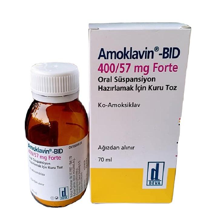 AMOKLAVIN BID 400/57 mg forte (Amoxicilin) Deva (H/Lọ/70ml)TNK 