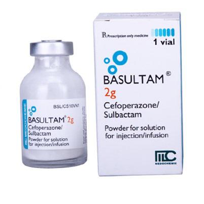 Basutam 2g (Sulbactam, Cefoperazon) Medochemie (Hộp 1 lọ)