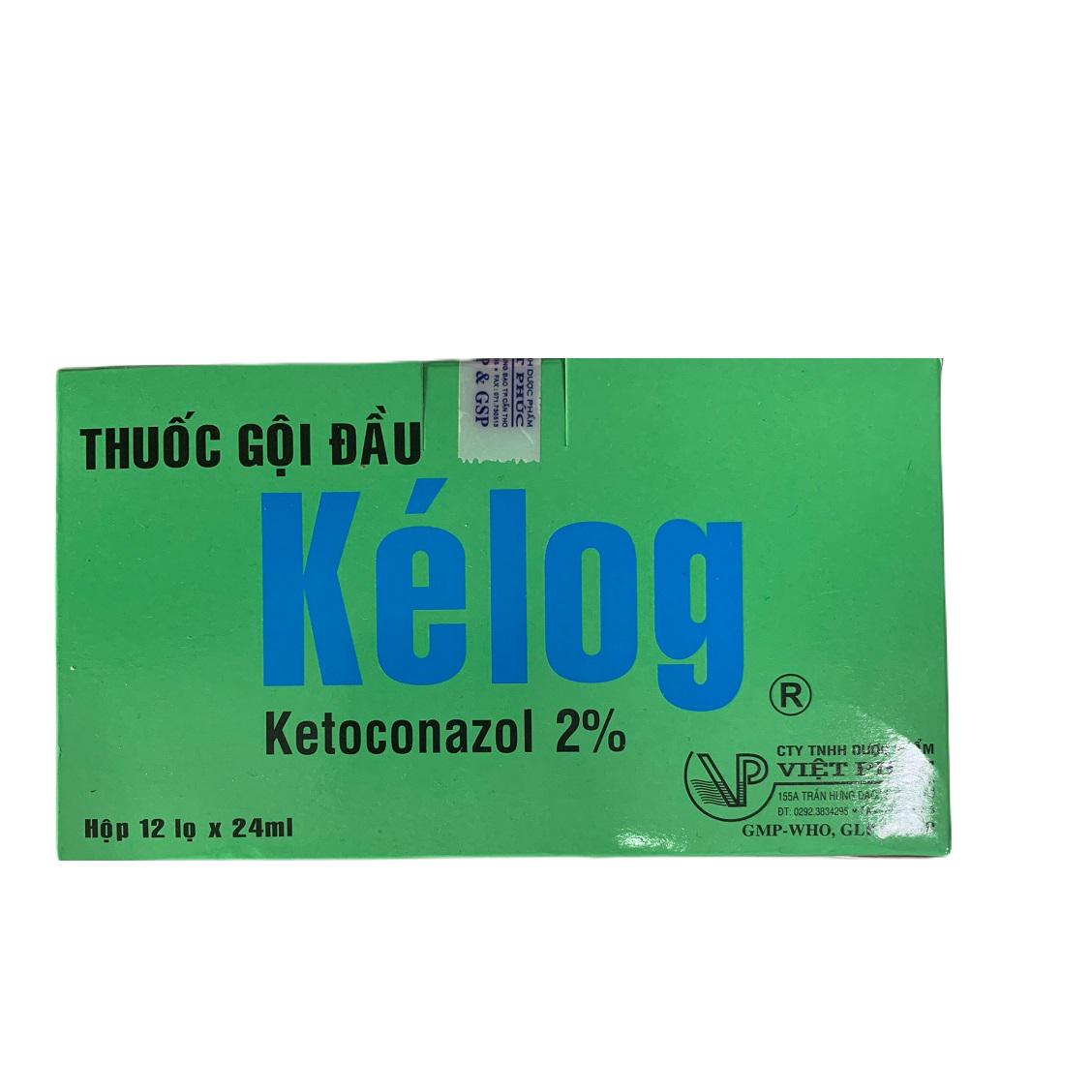 Kelog (Ketoconazol) 2% Việt Phúc (Hộp lớn/ 12 lọ/24ml) (Gội)