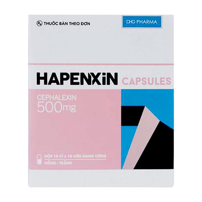Hapenxin (Cephalexin) 500mg DHG Pharma (H/100v nang) (Hồng)