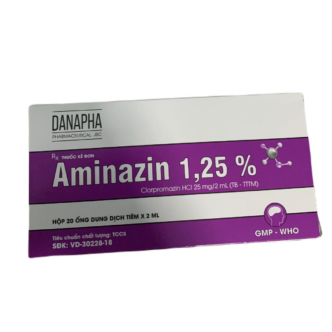 Aminazin 1,25% (Clorpromazin) Danapha (Hộp/20 ống)