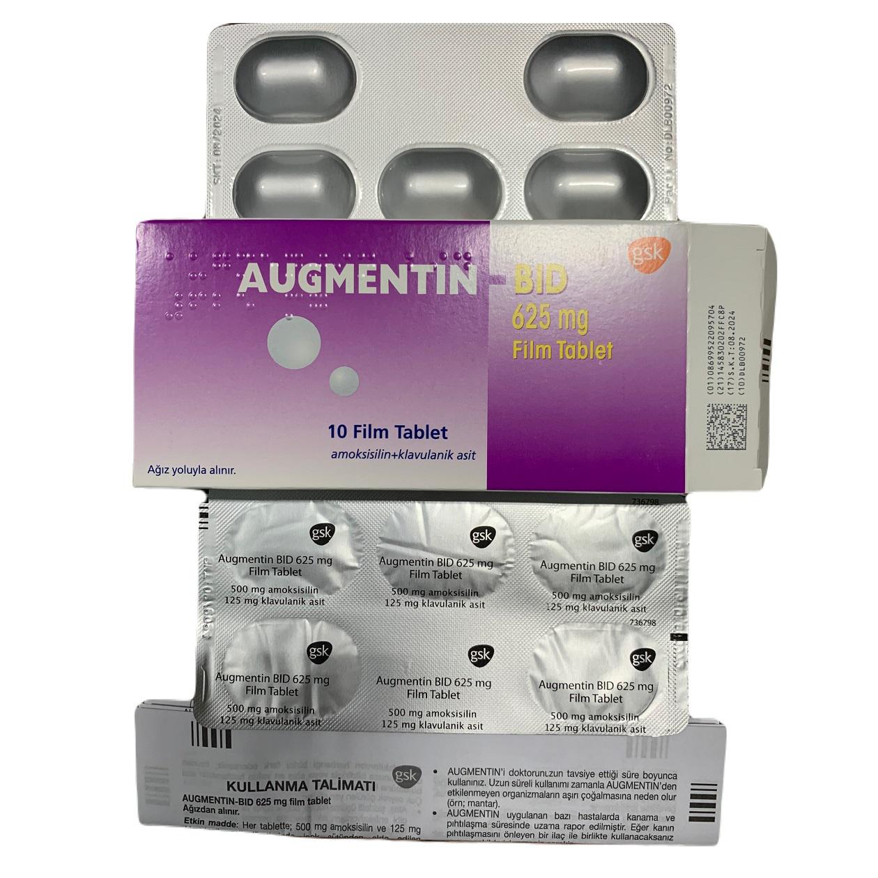 Augmentin BID 625mg (Amoxicillin, Acid Clavulanic) GSK Turkey (H/10V)