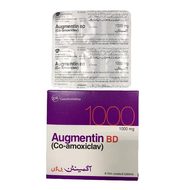 Augmentin 1000mg (Amoxicillin) GSK Pakistan (H/6V) 