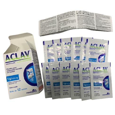 Aclav 1g/125 (Amoxicillin, Acid Clavulanic) Pharma 5 Morocco (Hộp/12 goi)