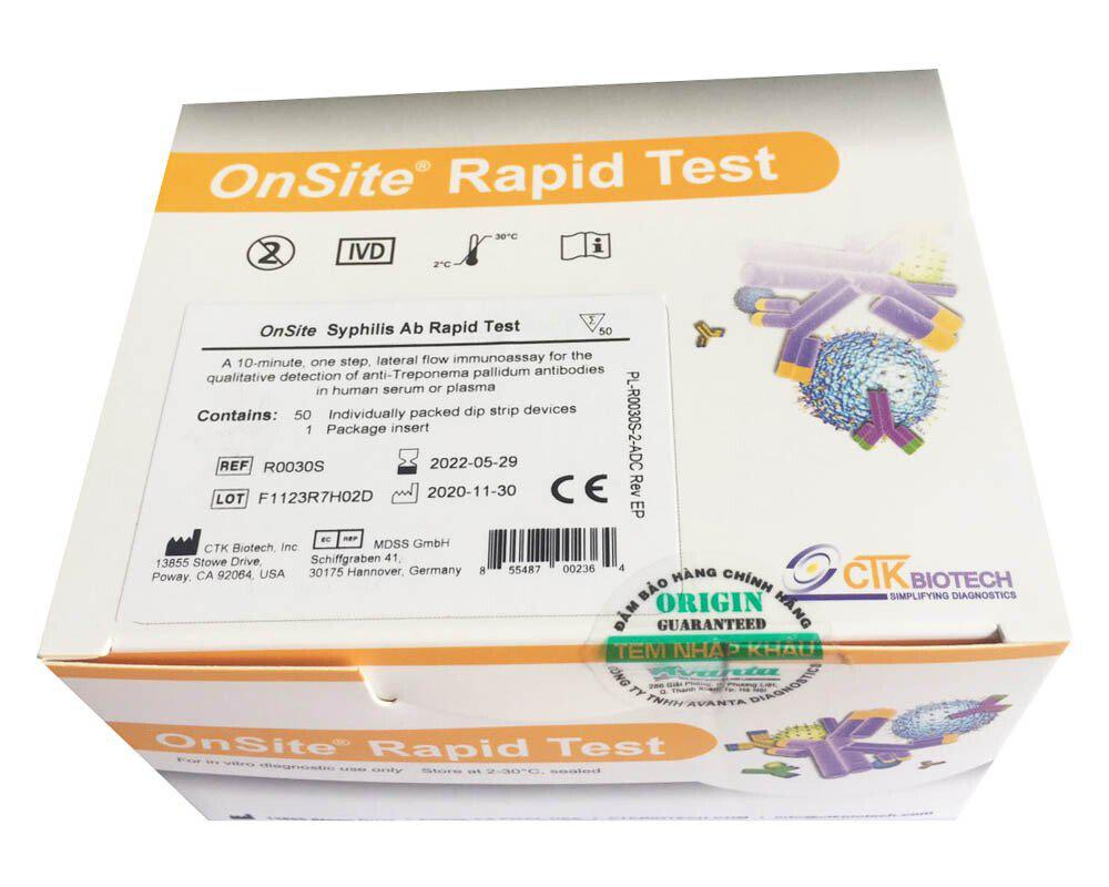 Test nhanh chẩn đoán giang mai Syphilis Ab Rapid Test Strip CTK (h/50test)