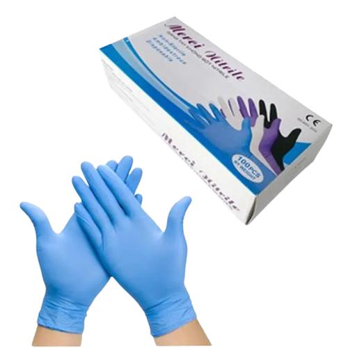 Găng tay Nitrile 3.5g trắng/xanh Merci (hộp)