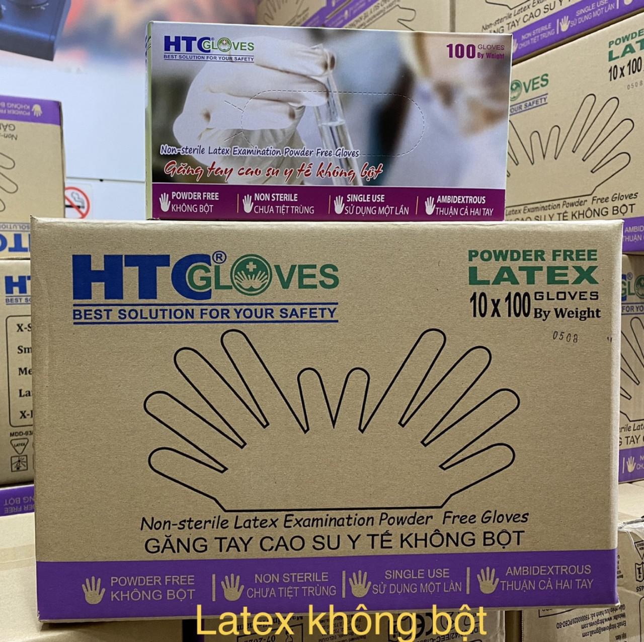 Găng Tay Y Tế HTC Gloves Latex polymer Không Bột size M (hộp)