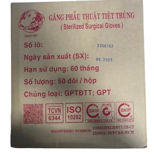 Găng Tay Phẫu Thuật Tiệt Trùng Surgical Gloves Merufa 7.0 (H/50 cặp)