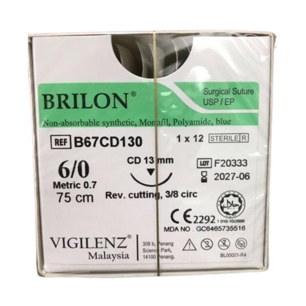 Chỉ phẫu thuật không tan nylon Brilon 6/0 (tép)