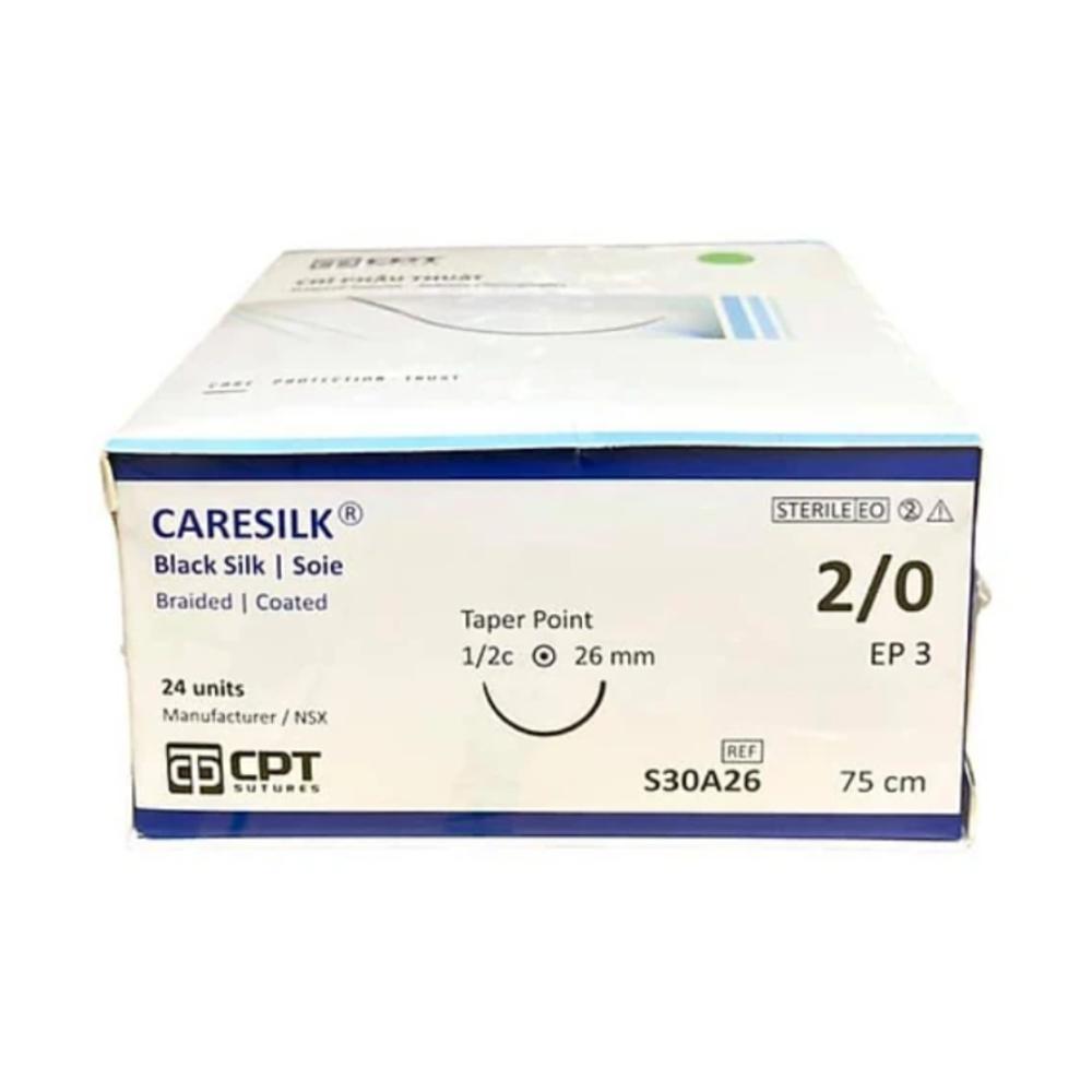 Chỉ phẫu thuật Caresilk Silk 2/0 (S30A26) Kim tròn (tép)