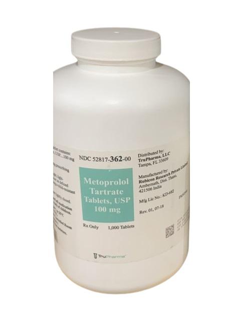 Metoprolol Tartrate tablets USP 100mg -Tru Pharma (H/1000 Viên)  India