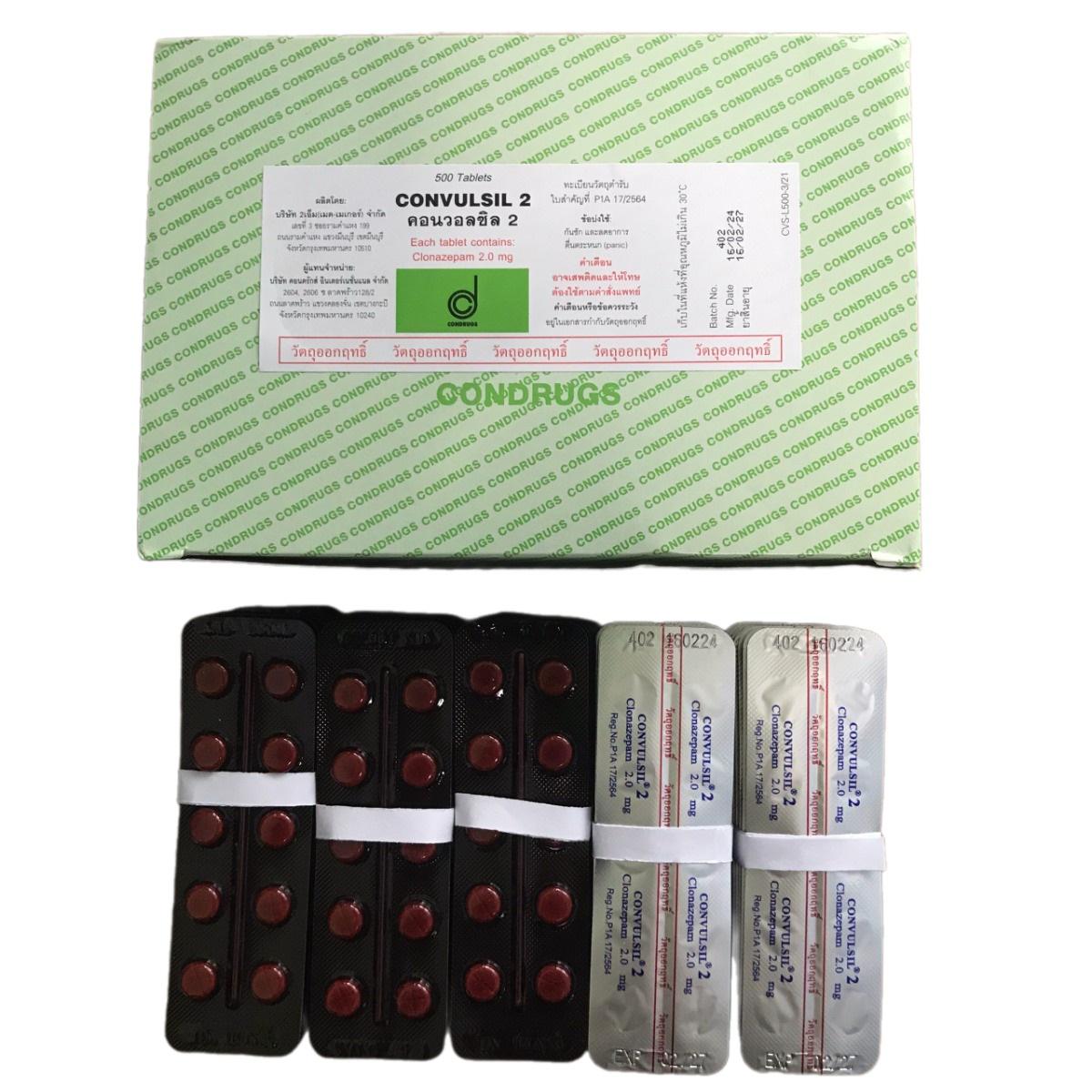 Convulsil 2mg (Clonazepam) Thailand (H/500 V)