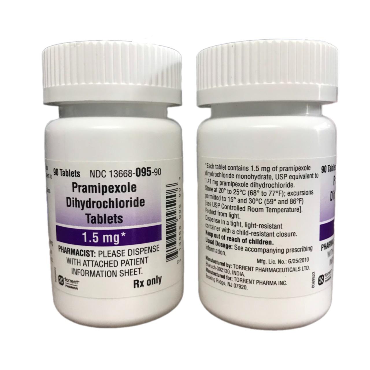 Pramipexole Dihydrochloride 1.5mg Torrent IP (C/90v) -Lốc 5 chai