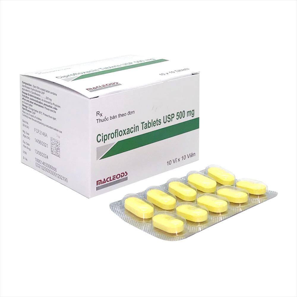 Ciprofloxacin 500mg Macleods (H/100v) (Ấn)