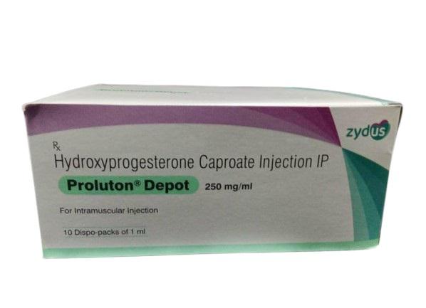 Proluton Depot 250mg (Hydroxyprogesterone Caproate) Zydus (Hộp/(10 ống/1ml)